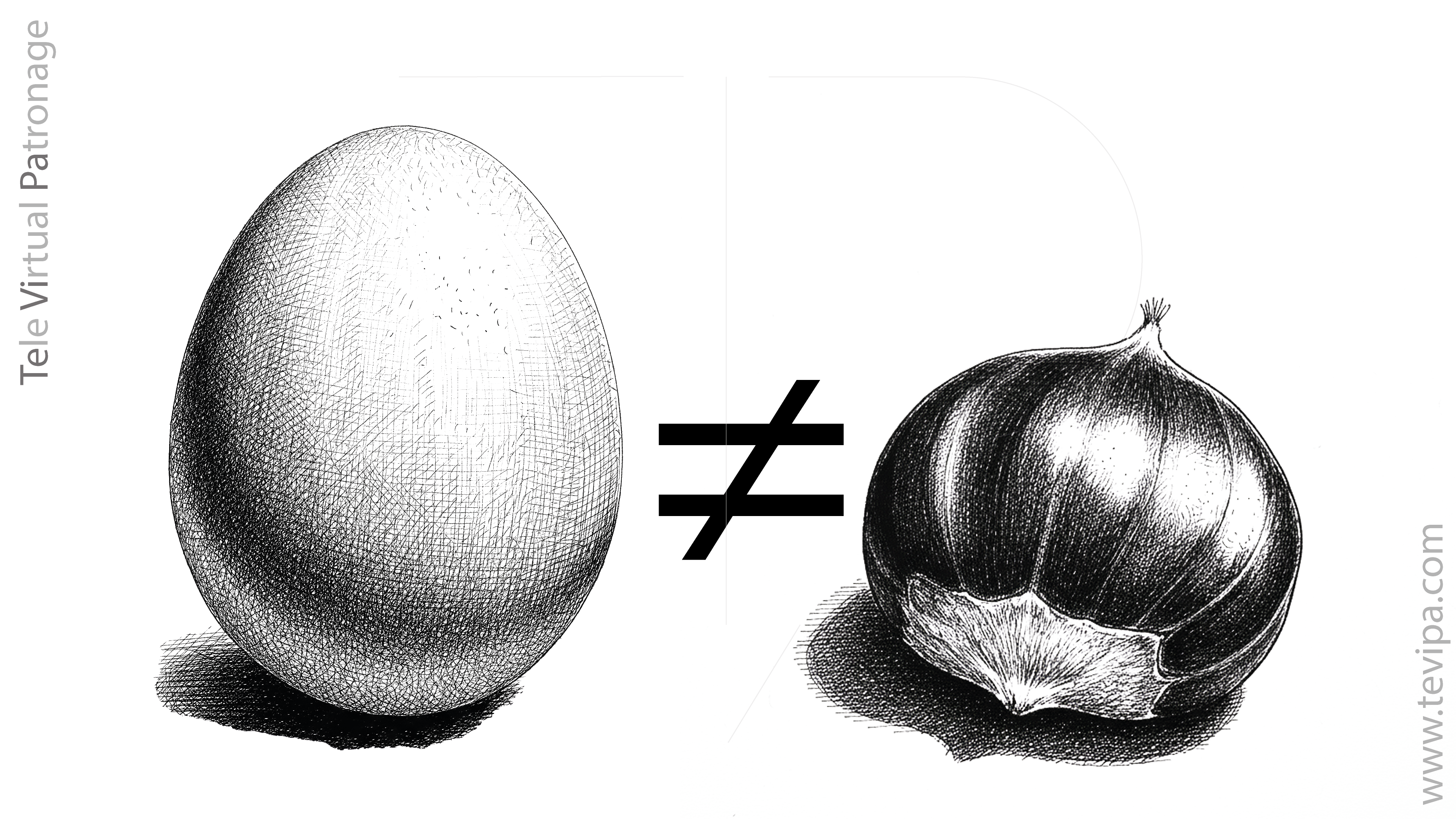 Dibujo de un huevo y una castaña con símbolo “≠”