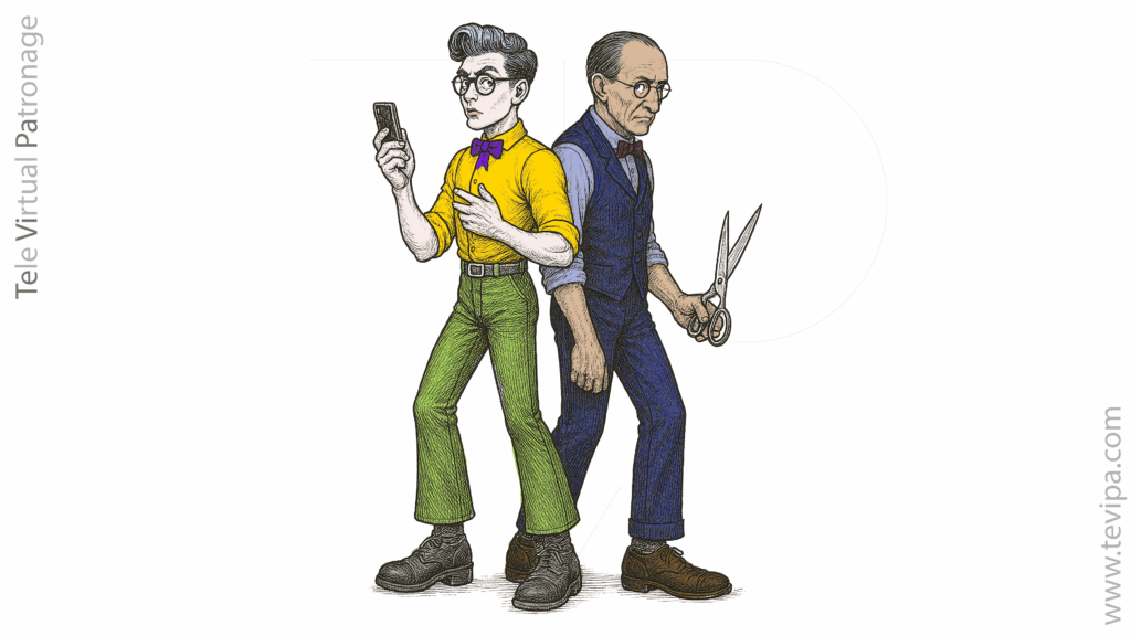 Retrato ilustrado del conflicto entre el sastre artesanal y el estilista mediático