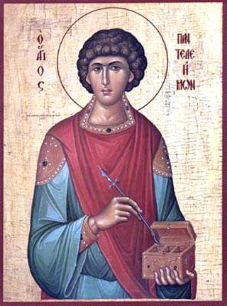 Icono bizantino de San Pantaleón, patrono de los médicos y mártir cristiano del siglo IV