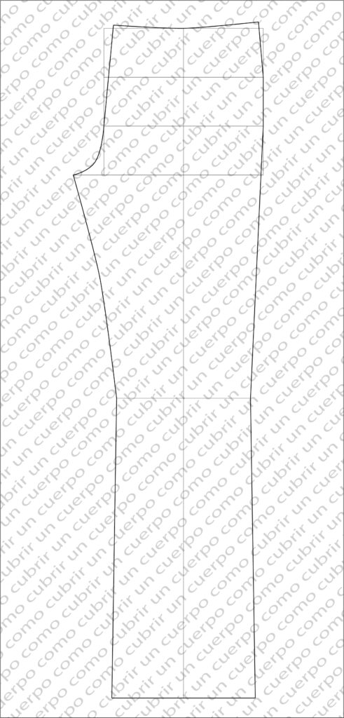 Patrón final del delantero del pantalón vaquero o jeans con líneas definidas y proporciones completas