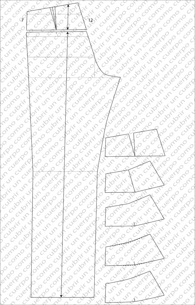 Separación del canesú del pantalón vaquero en dos piezas a partir del corte desde la cintura