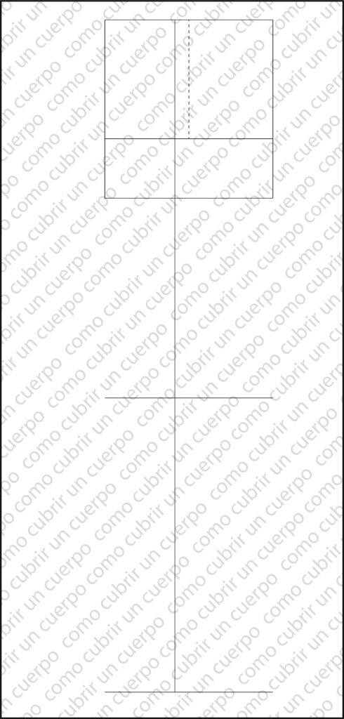 Patrón técnico del pantalón clásico de mujer, con las líneas horizontales y el rectángulo de cuerpo inicial para la talla 40