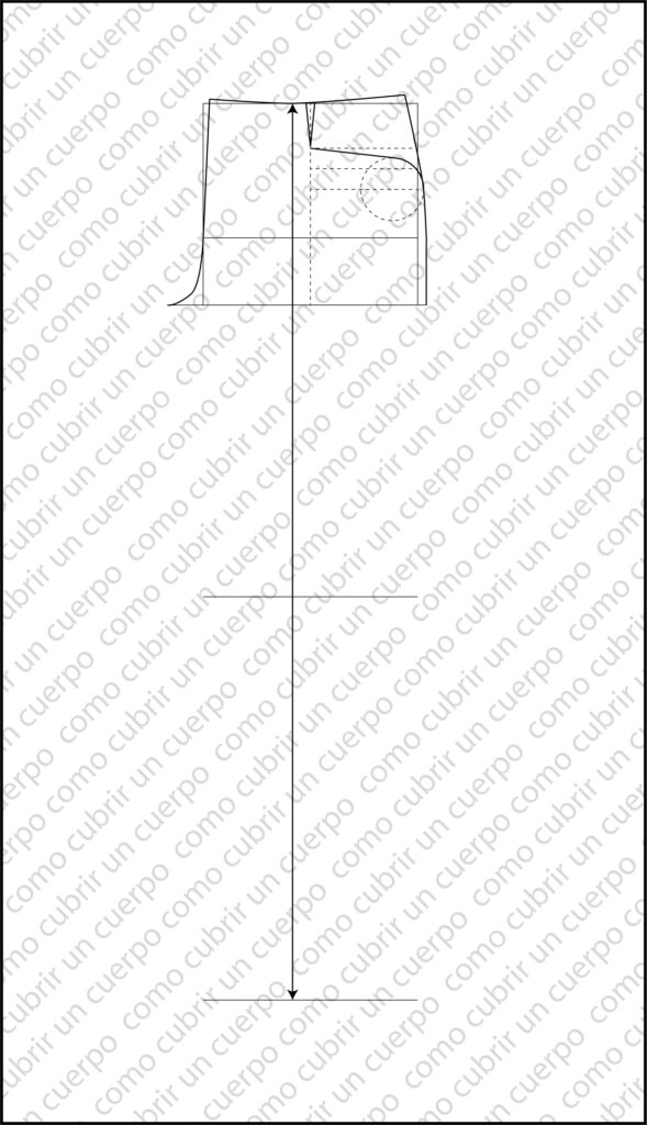 trazado base del pantalón de equitación con pinza, bolsillo y líneas principales