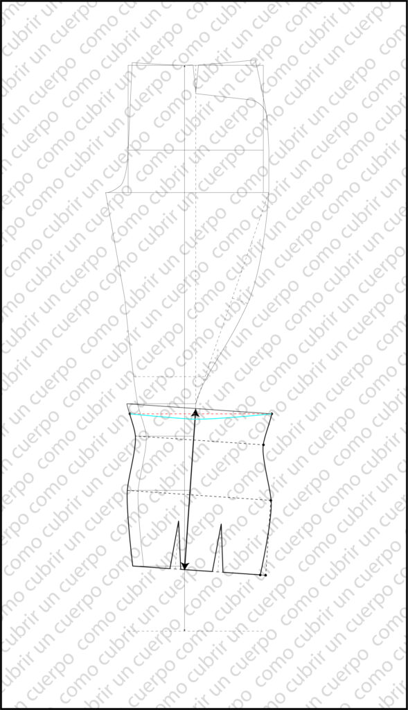trazado de los anchos y repinzados de la espinillera del pantalón de equitación