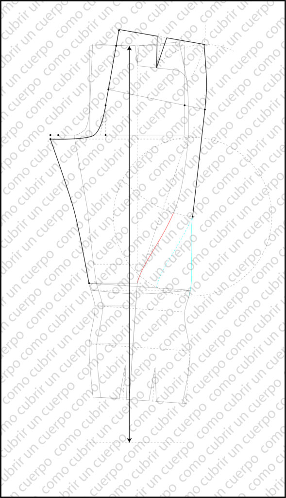 calaceado y pivotaje de la costura lateral del pantalón de equitación