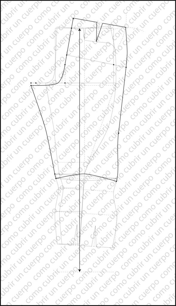 trazado completo del pantalón de equitación con sus tres piezas