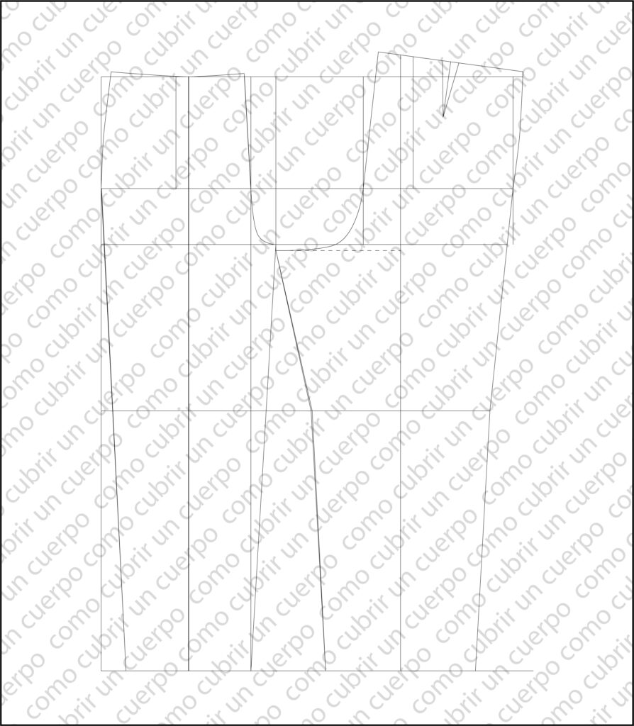 Línea de cintura trasera con pinza y costura lateral completadas