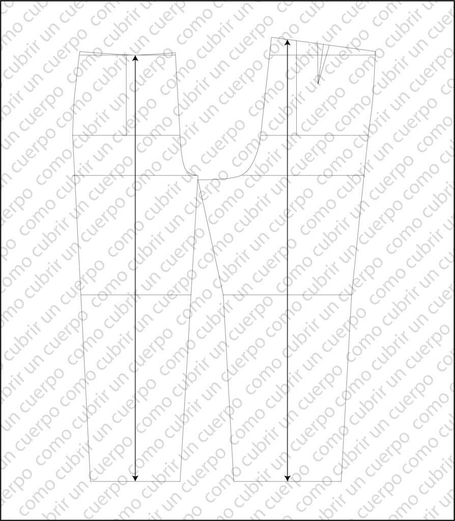 Resultado final del trazado del pantalón infantil clásico