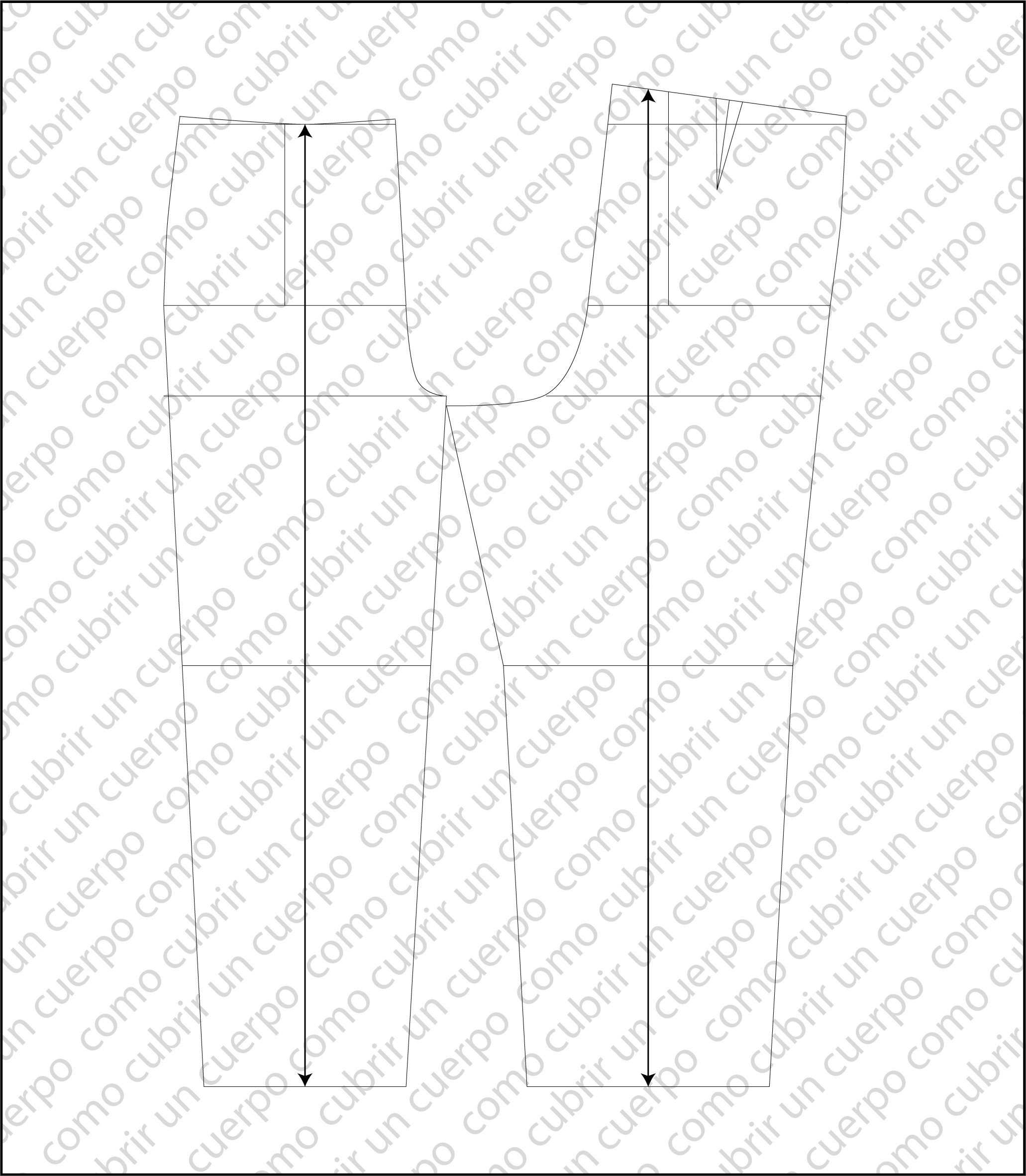 Resultado final del trazado del pantalón infantil clásico