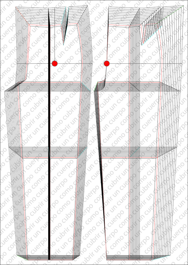 Comparación de dos delanteros de pantalón femenino con ratios distintas de cintura y cadera