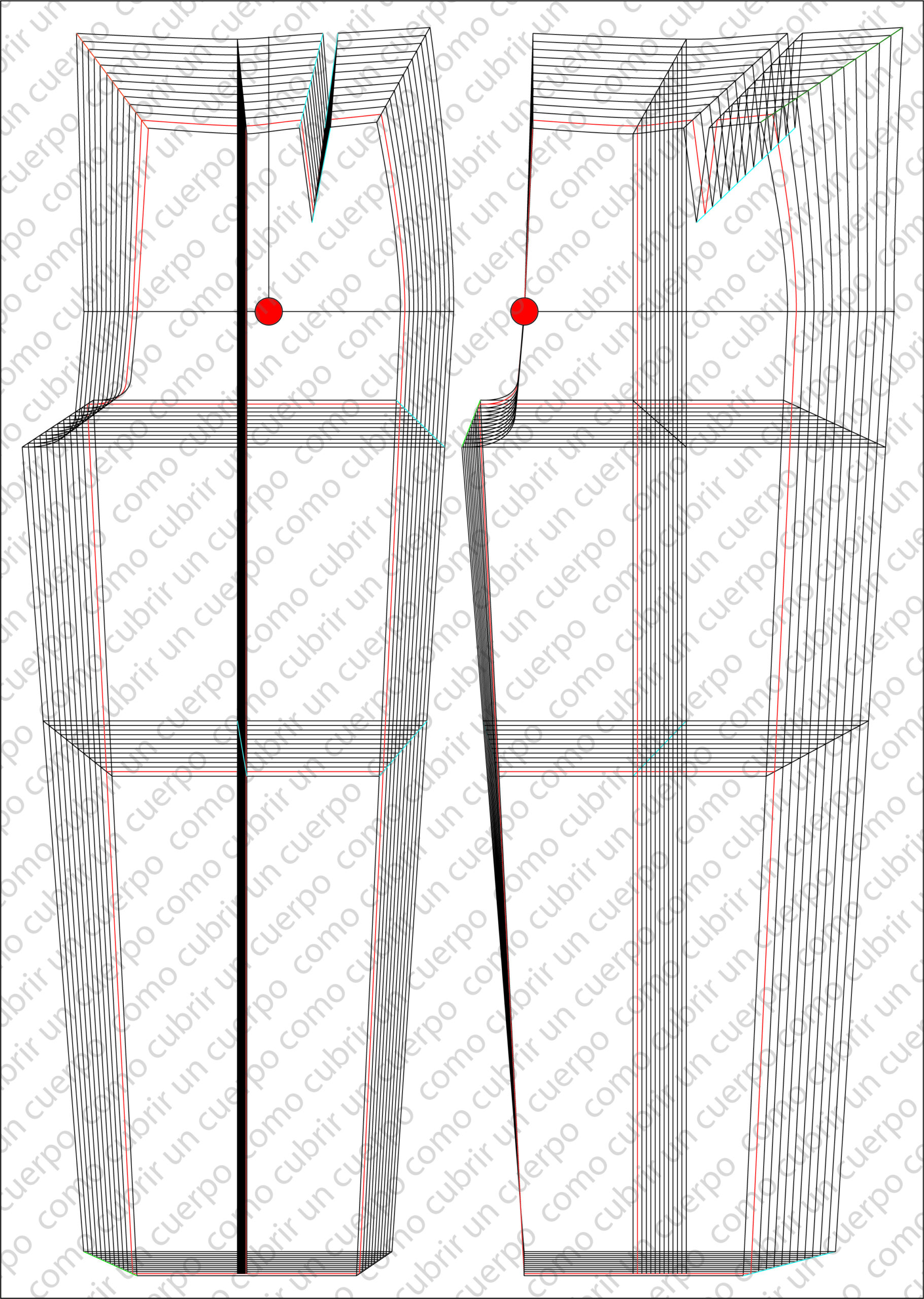 Comparación de dos delanteros de pantalón femenino con ratios distintas de cintura y cadera