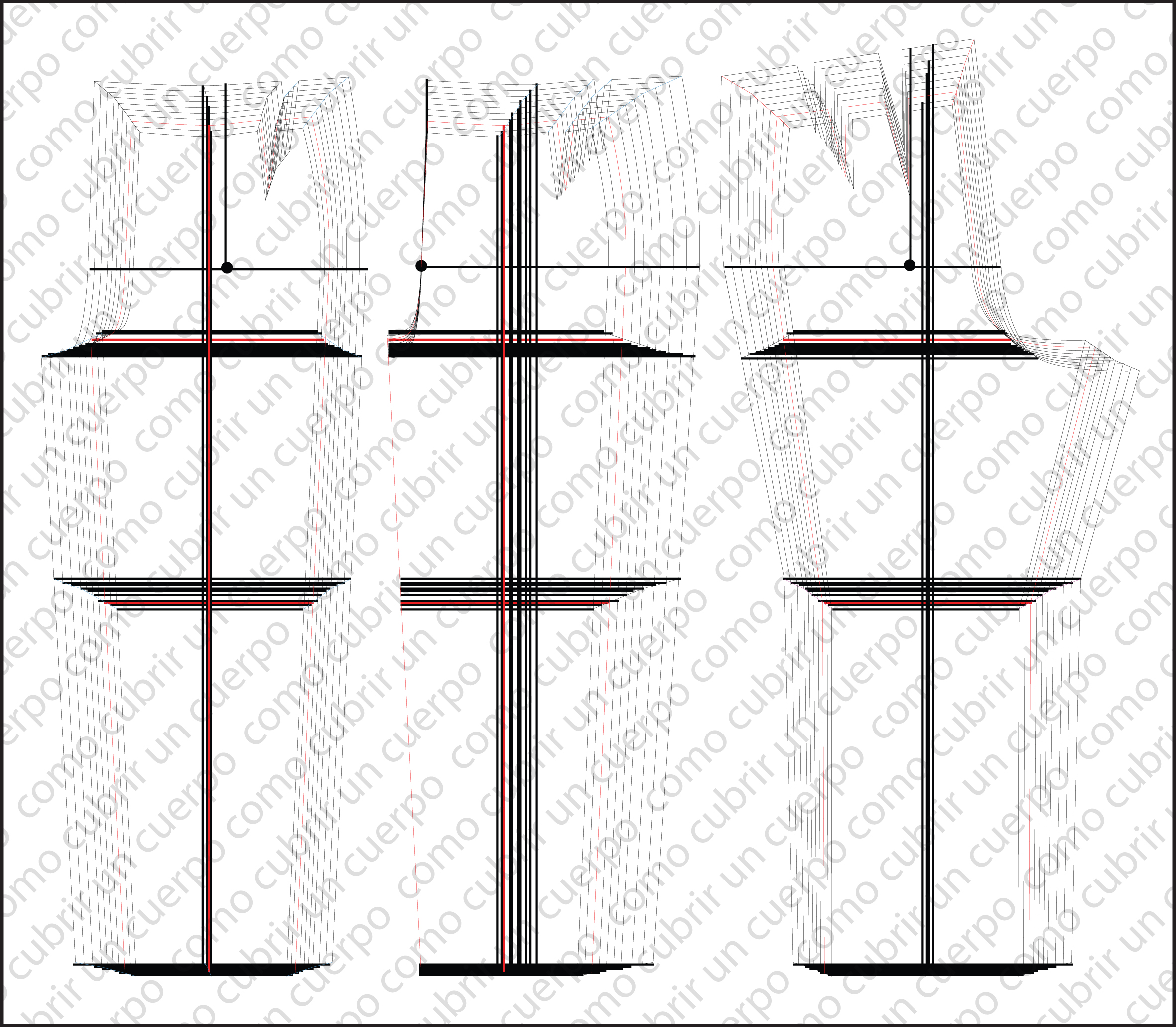 Plancha de escalado del pantalón de mujer sin deformaciones en cadera ni cintura