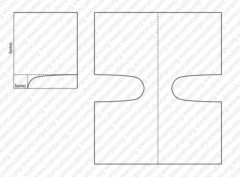 Diagrama técnico del patrón proporcional de las bragas medievales cortas