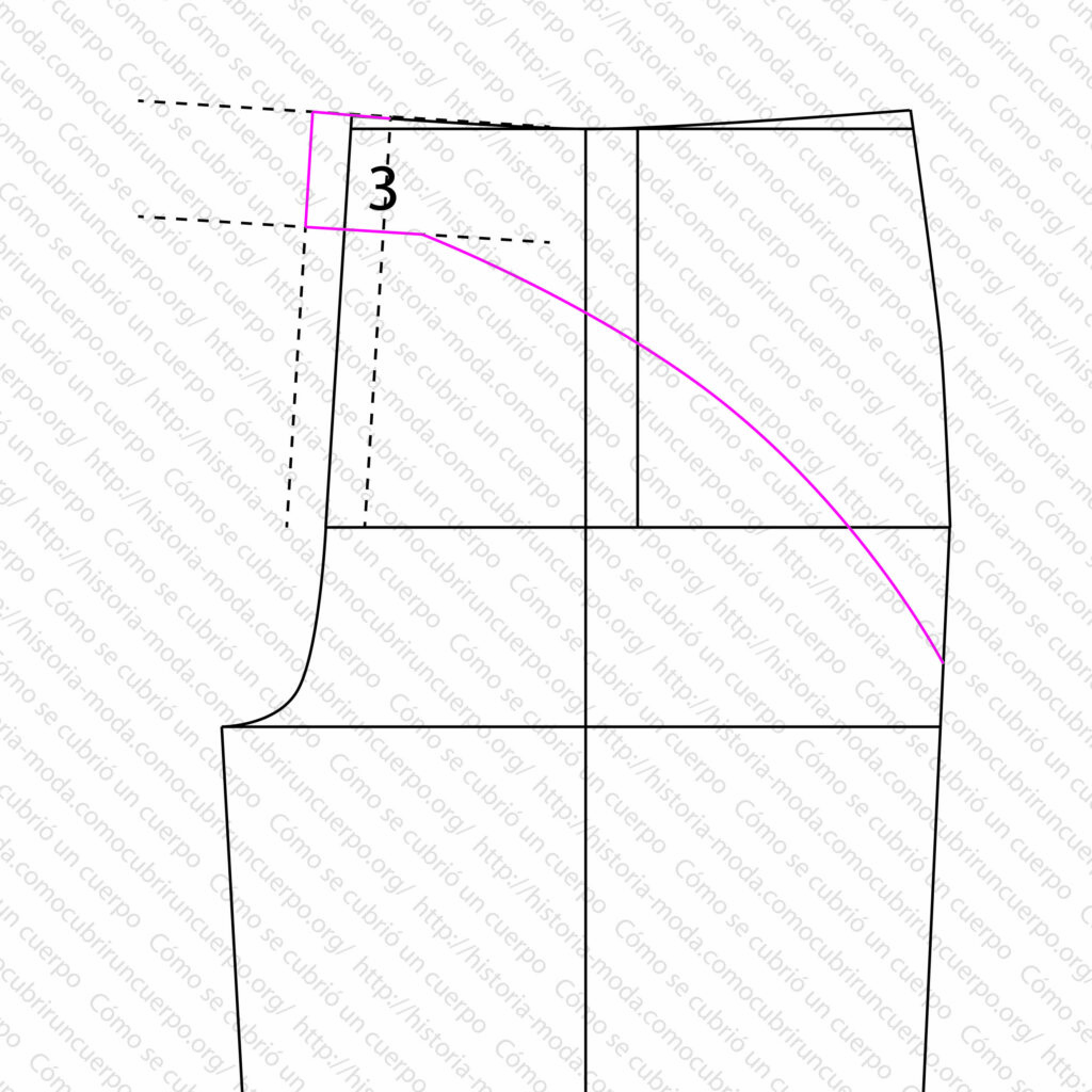 Diagrama técnico del cruce del debajo-puente en un pantalón con gran puente