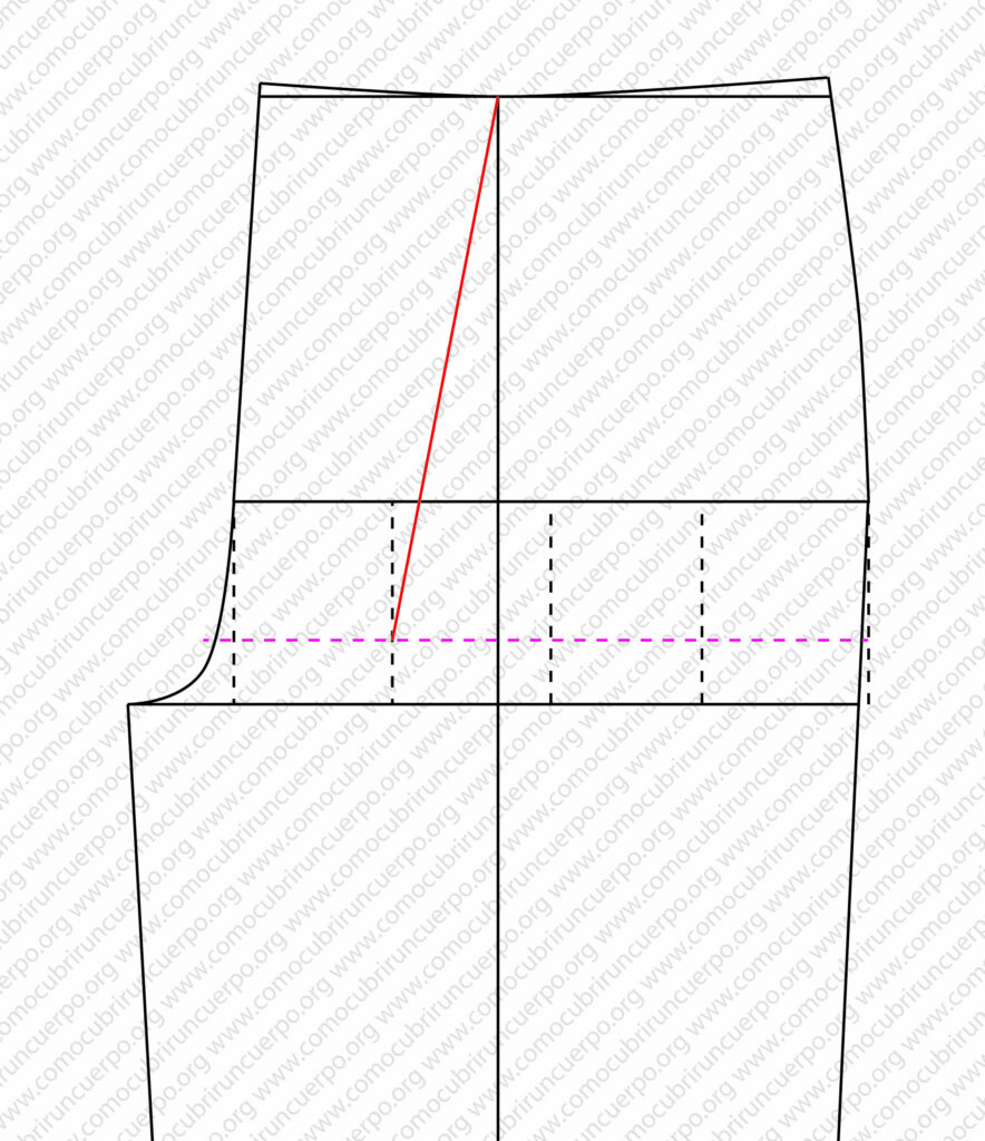 Diagrama del corte del levadizo del pantalón con puente pequeño