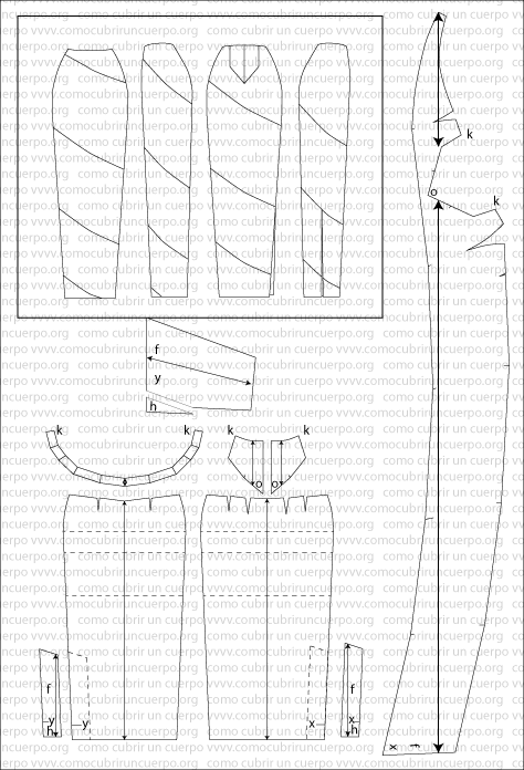 Patrón completo de falda larga entubada con costura en espiral y canesú posterior, con forro trazado sobre el patrón base