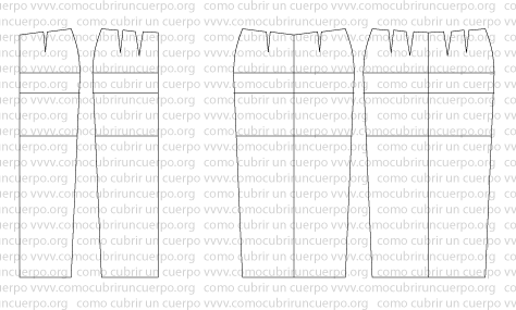 Entalle del patrón base de falda larga entubada, con glasilla o forro equivalente, listo para el trazado completo del modelo