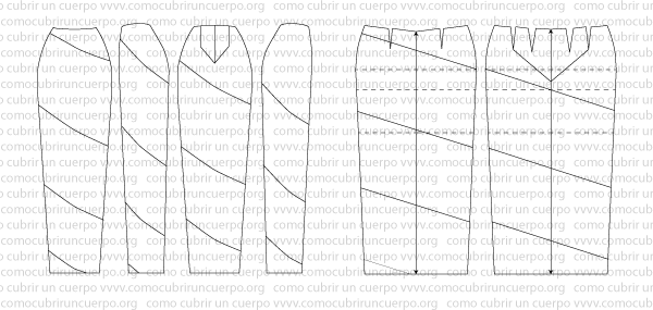 Trazado de las líneas de diseño en el patrón completo de la falda larga entubada con costura en espiral, siguiendo las proporciones del modelo