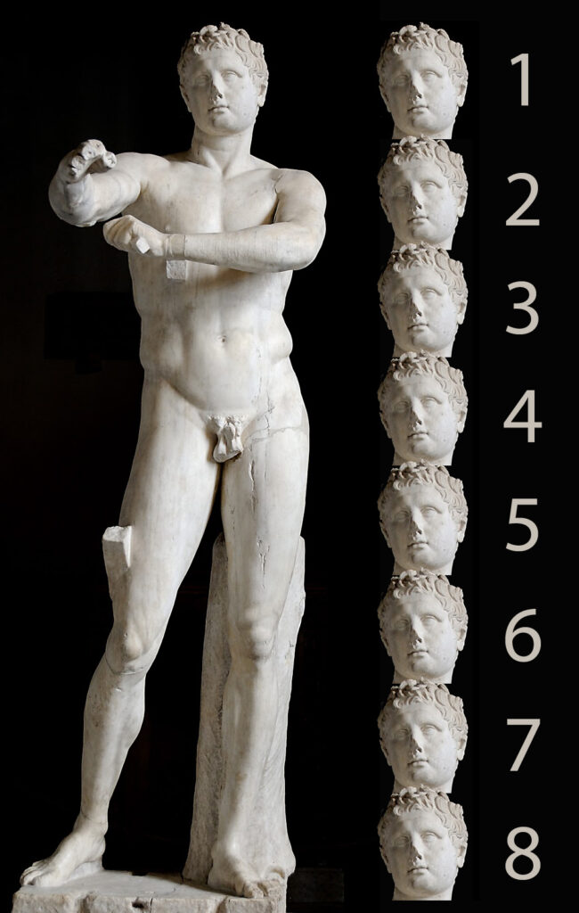 Apoxyomenos de Lisipo canon de 8 cabezas