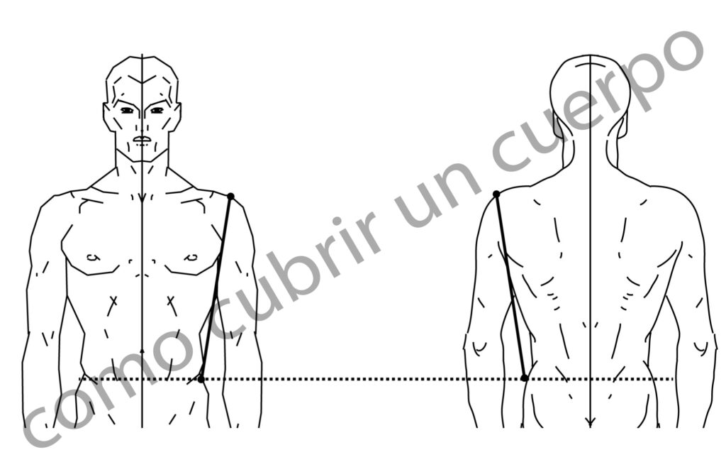 caída de hombro delantera y trasera en patronaje