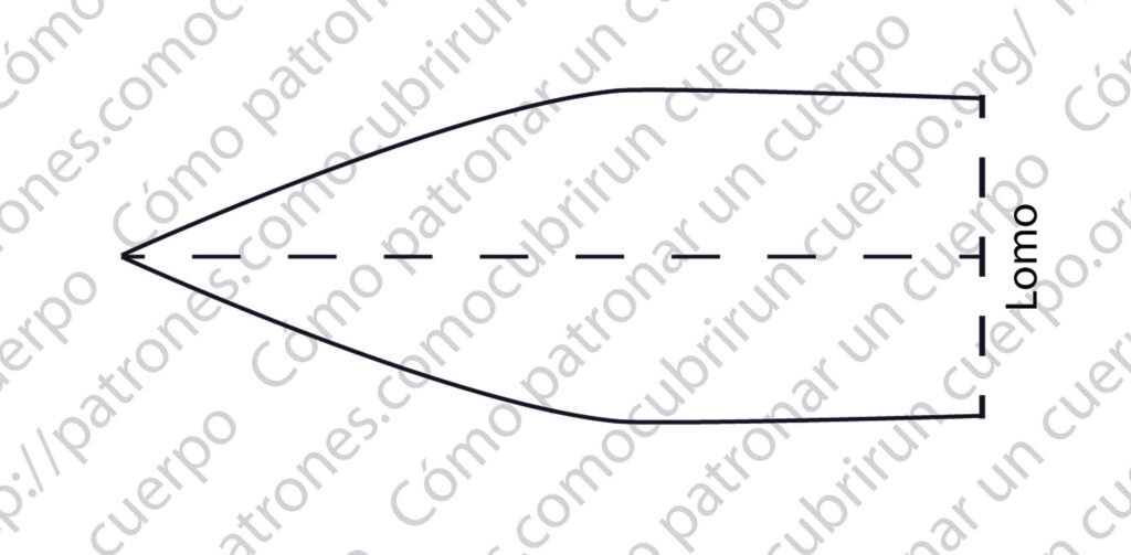 Forma del fuelle para añadir caída en la entrepierna del pantalón-sarruel según el grosor de la tela