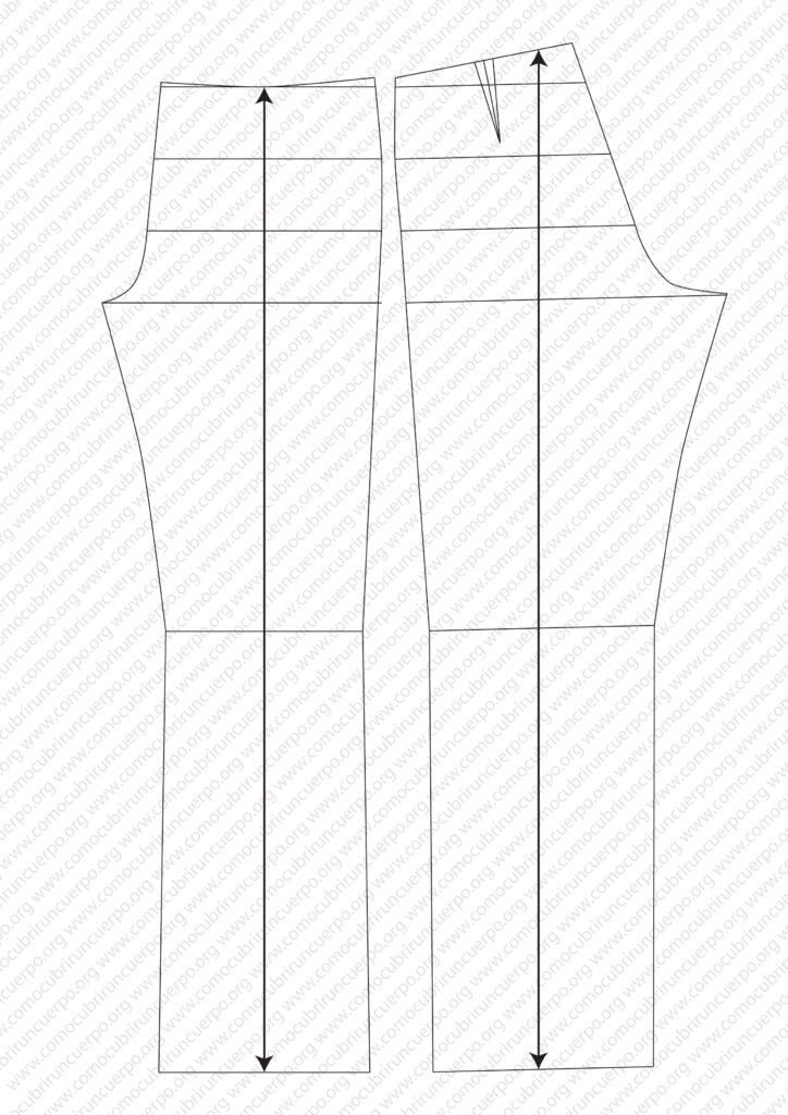 Patrón base del pantalón jeans sin modificaciones