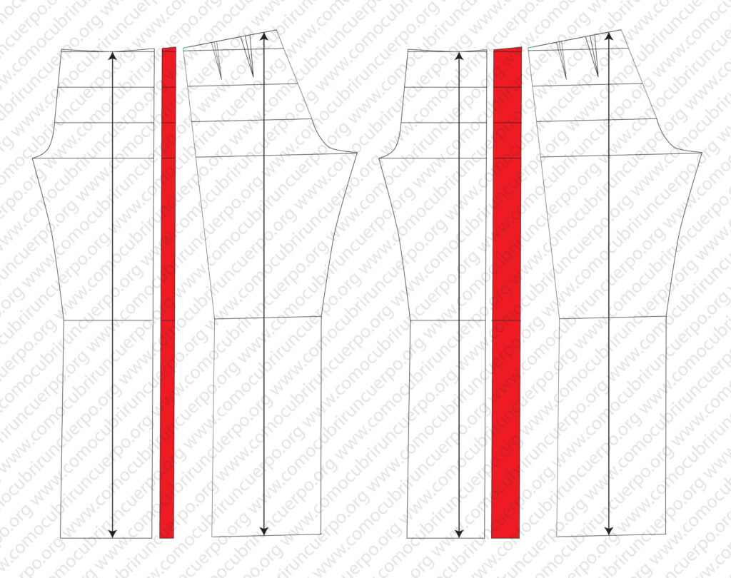 Patrones de pantalón con bandas laterales rojas de diferentes anchos