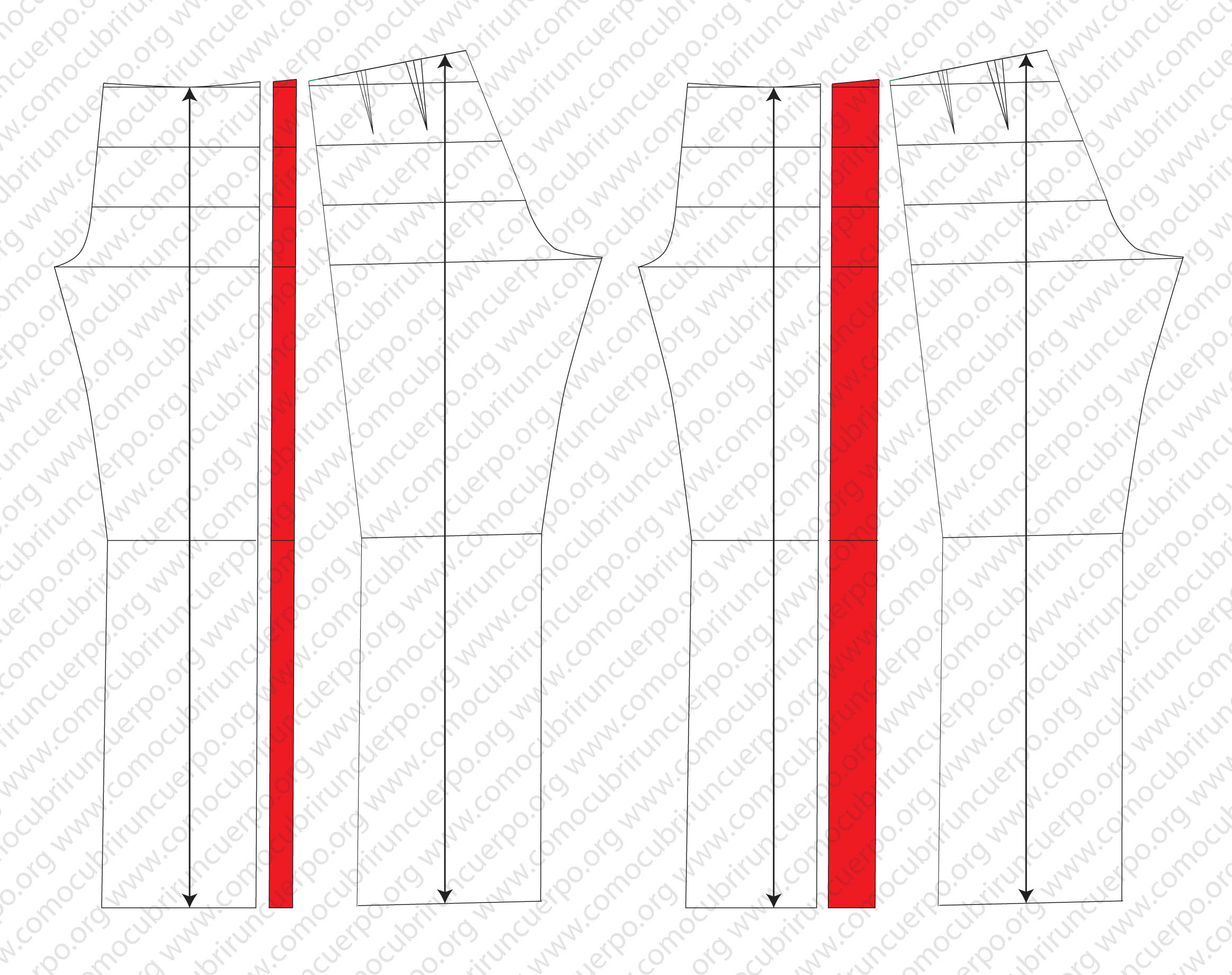 Patrones de pantalón con bandas laterales rojas de diferentes anchos