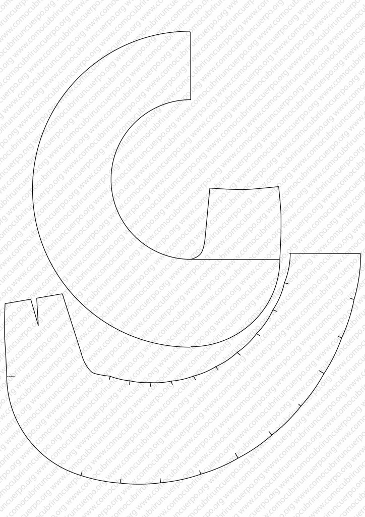 Patrón final de las dos perneras circulares del pantalón completo