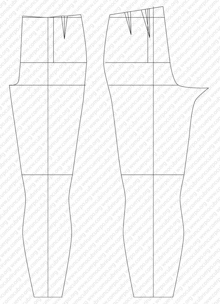 Patrón base de pantalón femenino entubado o fouseau talla 36