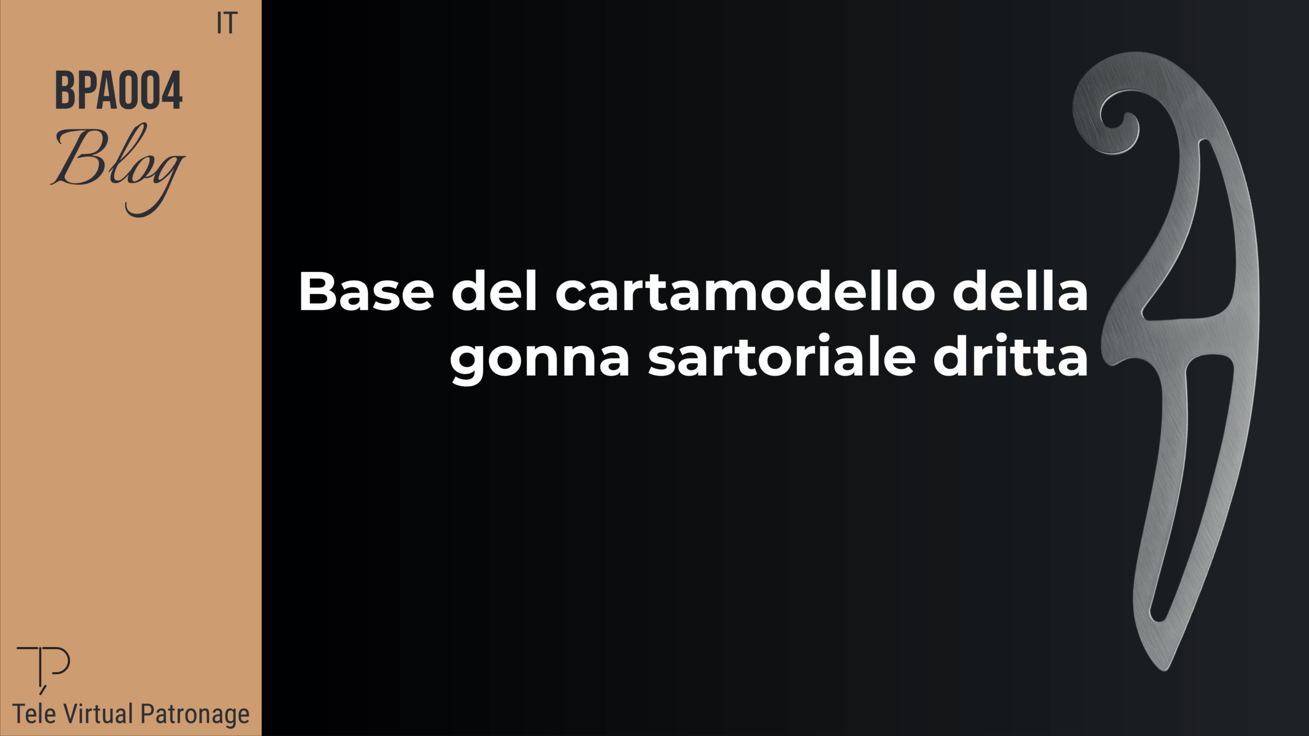 Copertina del post “Tracciato base della gonna sartoriale dritta” con squadra curva metallica