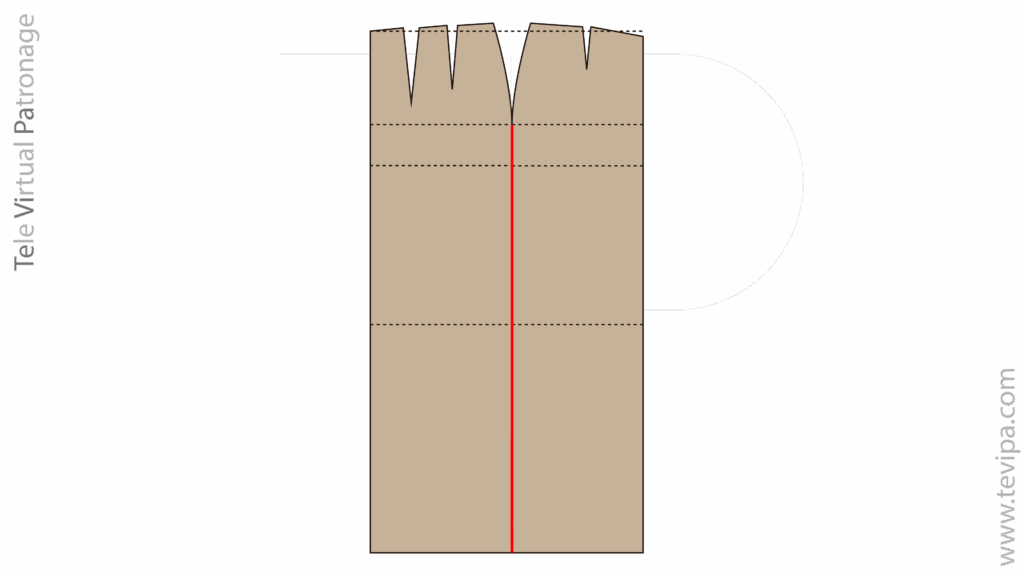 Patrón de falda sastre recta con la línea lateral marcada en rojo