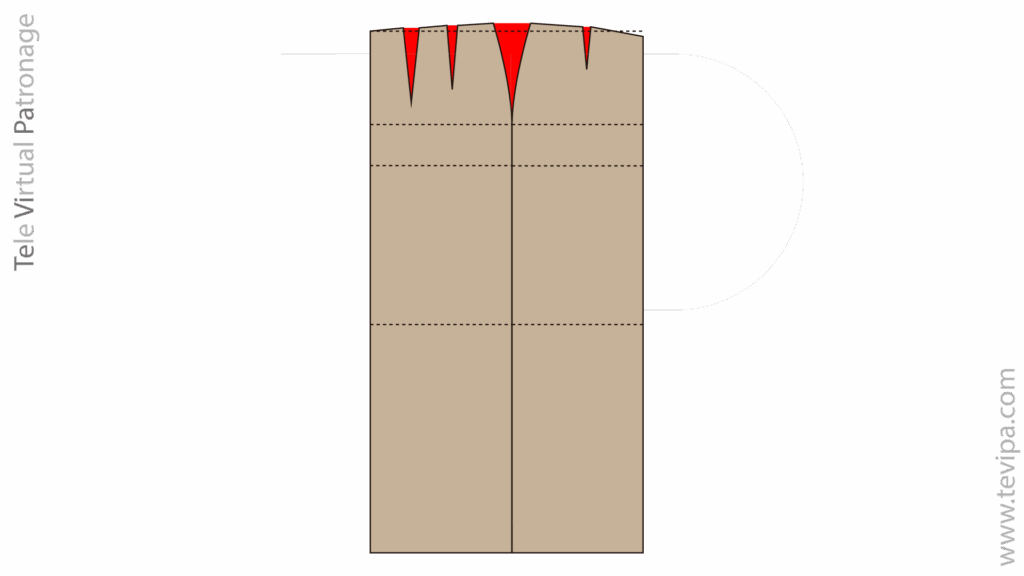 Patrón de falda sastre recta con entalles y pinzas destacados en rojo