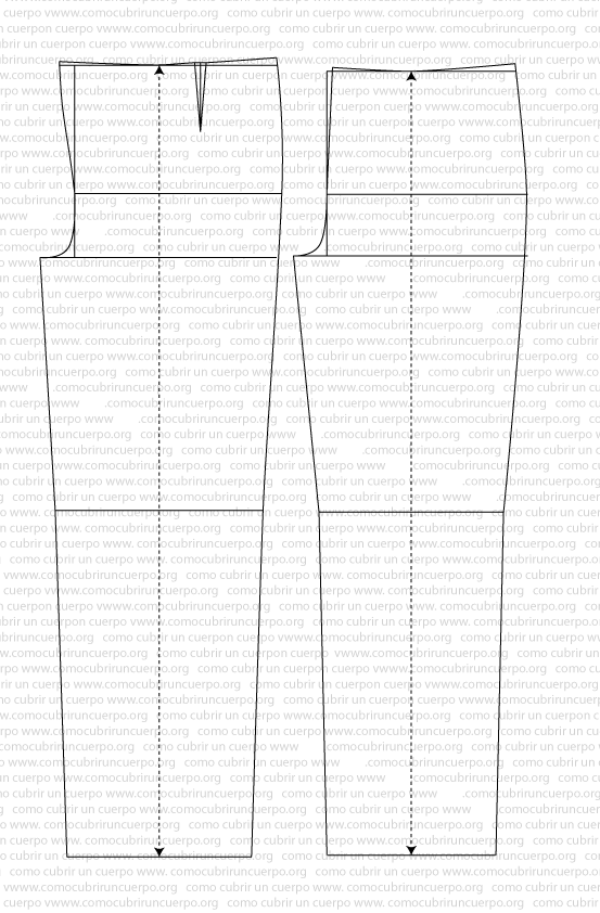 Comparación del patrón delantero del pantalón talla 50 de conformación normal y de conformación robusta