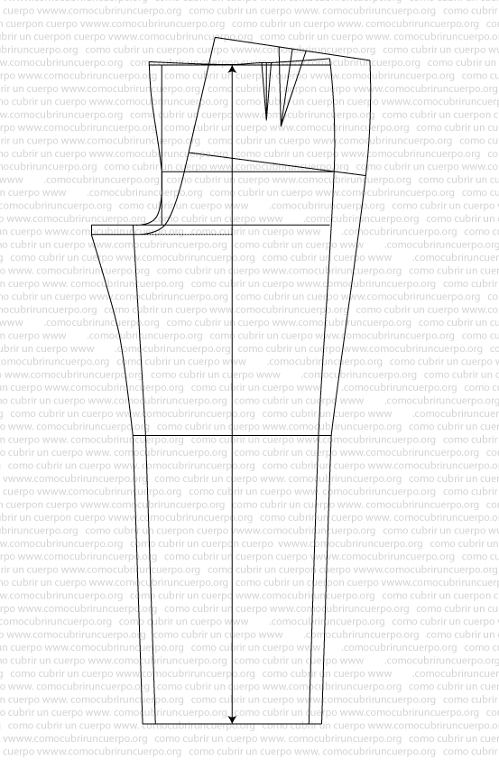 Trazado técnico del pantalón para conformación robusta mostrando la cinturilla de espalda y la pinza central para eliminar el exceso de cintura