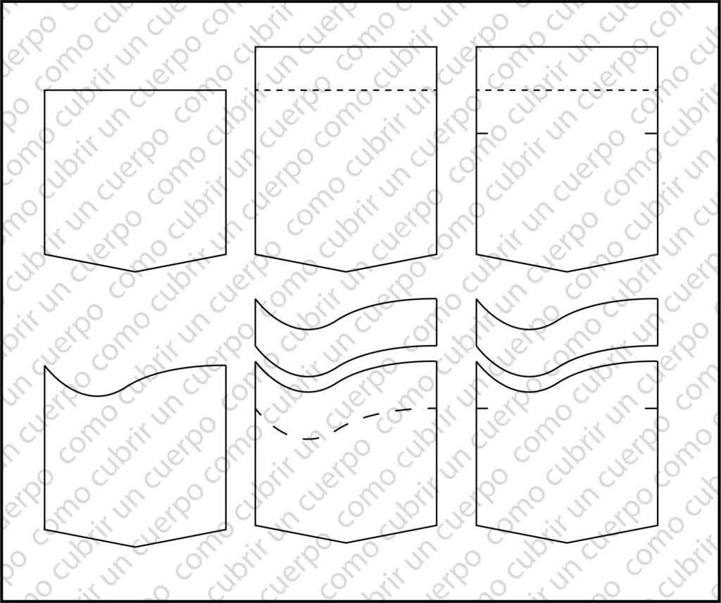 Patronaje de bolsillos de parche con apertura recta y apertura con forma