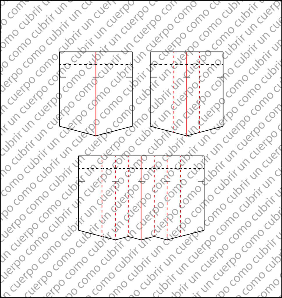 Bolsillo de parche con pliegue ciego o tablilla en patronaje