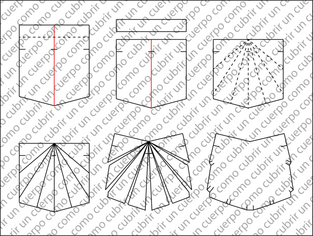 Bolsillo de parche con pliegues triangulares que aportan volumen lateral e inferior