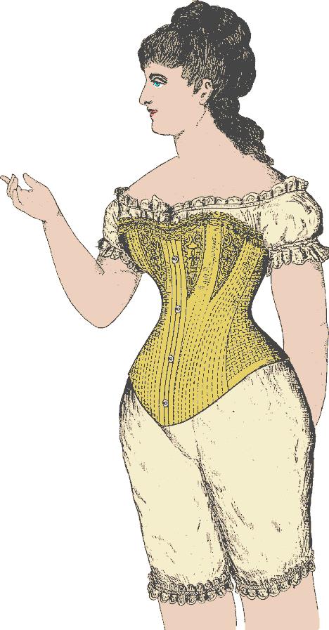Corsé de 1884 con silueta sablier, imagen icónica del corsé del siglo XIX