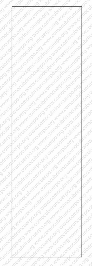 Cuadrado base del patrón de la hakama con líneas de cintura, cadera y largo de pierna