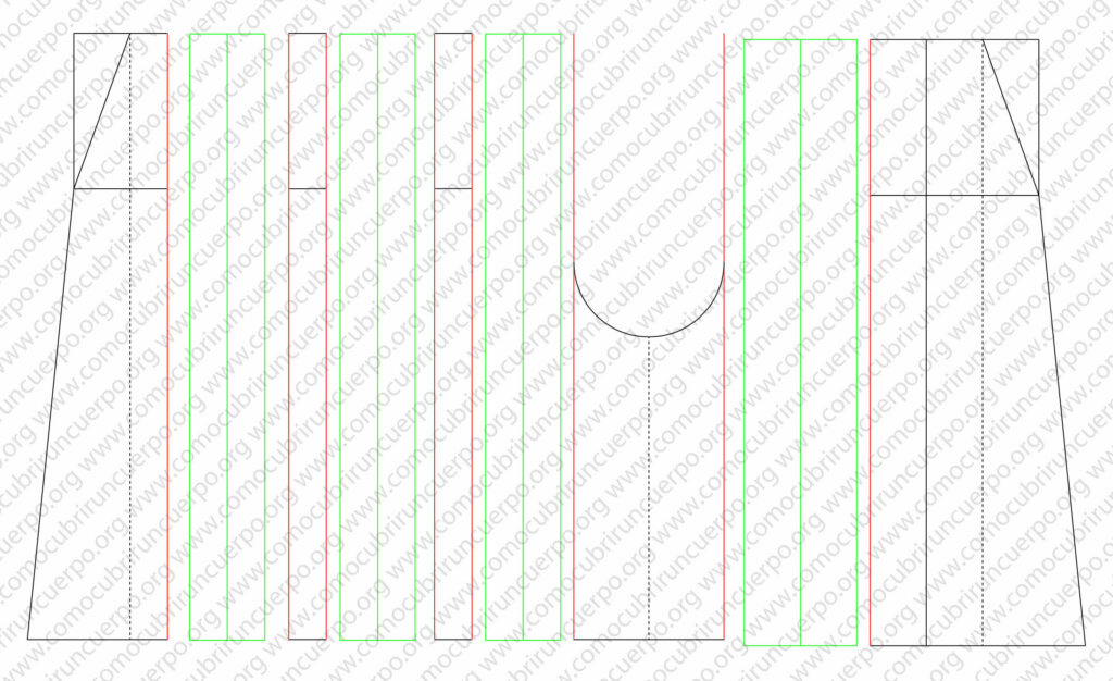 Preparación de los pliegues del hakama con profundidad y distribución del delantero y la espalda