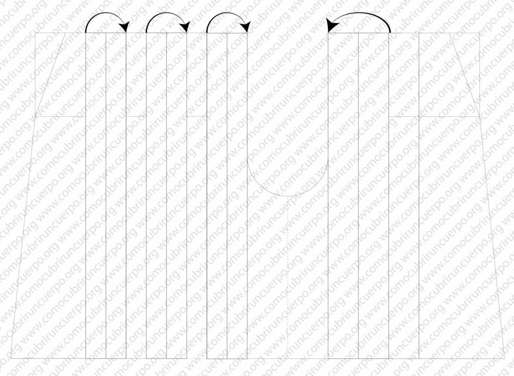 Cuerpo del hakama terminado con pliegues y estructura completa