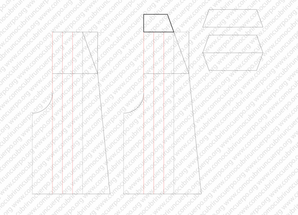 Patrón de la koshiita del hakama obtenido a partir de la parte trasera