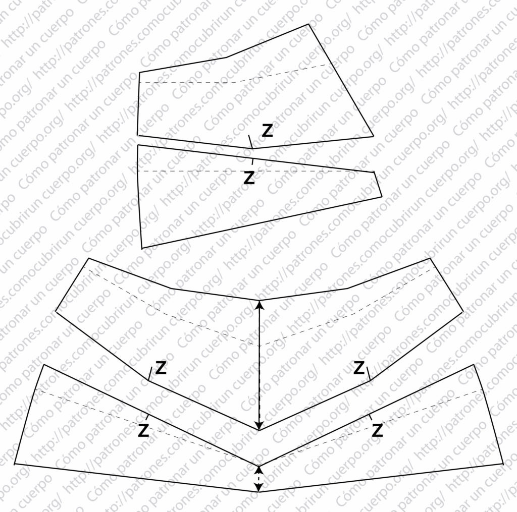 Piezas traseras del pantalón cortadas al lomo para evitar la costura de fondo
