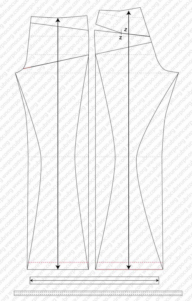 Bajo del pantalón con enforma postiza de 3 cm y tira para ajustar al tobillo