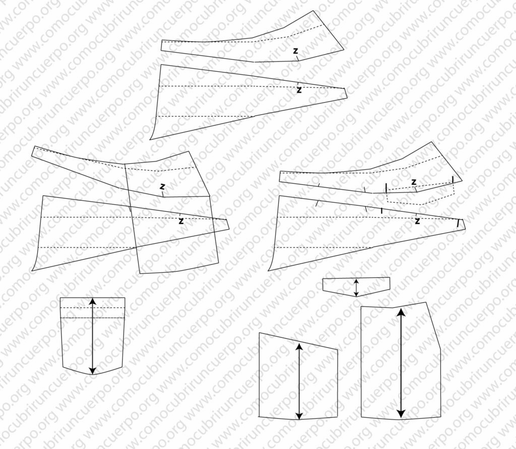 Bolsillos traseros con tapeta y bolsillos laterales de parche en pantalón tipo Skater
