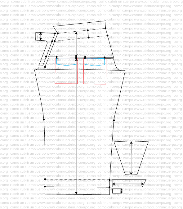 Fondos de bolsillo y tapetas aplicados al pantalón tejano