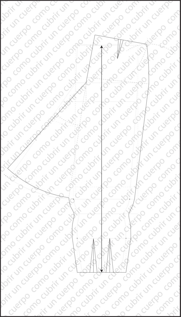 Patrón posterior del pantalón sarruel desarrollado a partir del delantero