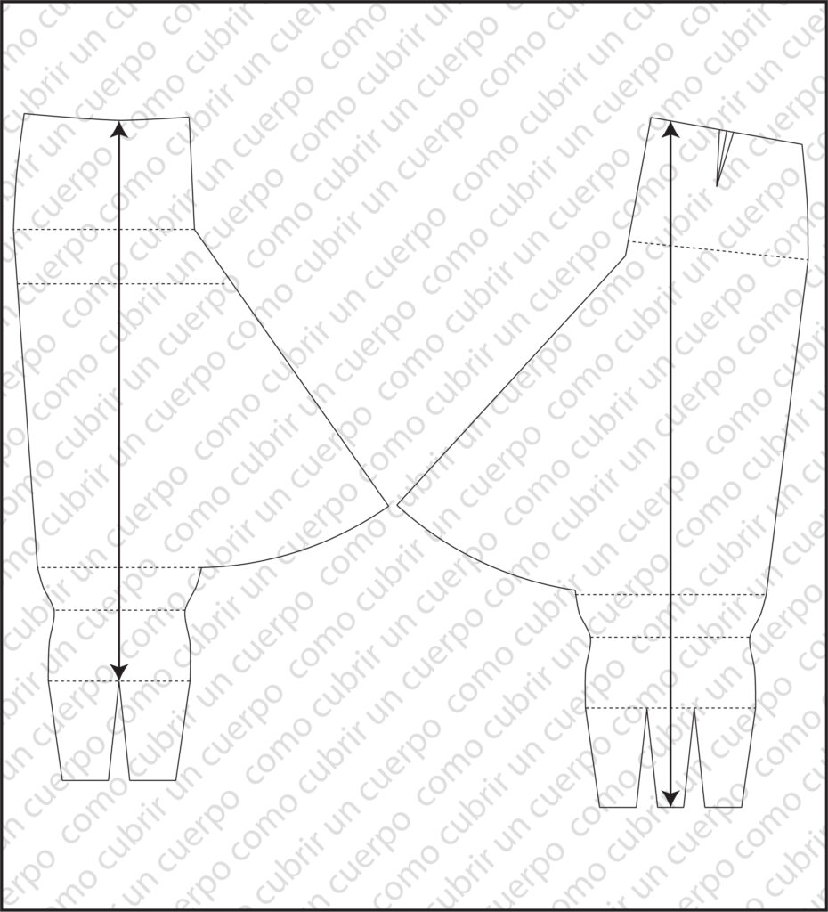 Piezas separadas del delantero y posterior del pantalón sarruel