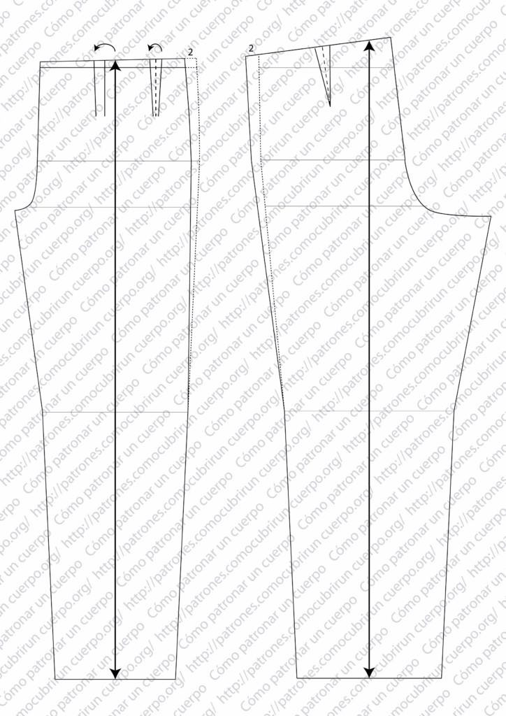 Marcación de la abertura del bolsillo en la costura lateral del pantalón clásico de caballero